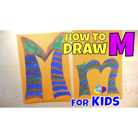Learn How To Draw and Paint Giant Letter Mm's For Kids