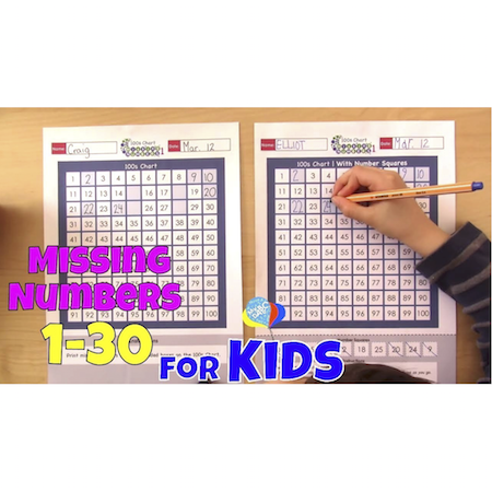 How To Learn Missing Numbers 1-30 | 100s Chart Math