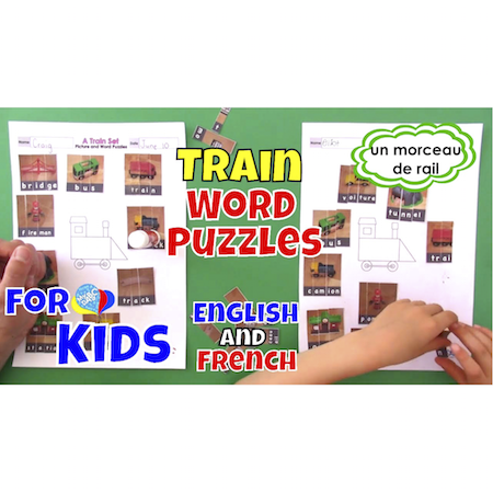 Train Word Puzzles | Learn English And French For Kids